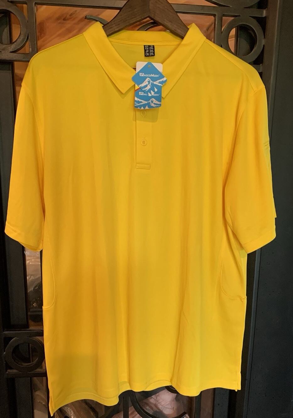 MAGCOMSEN Mens Golf Polo Shirt NWT Size XL Yellow